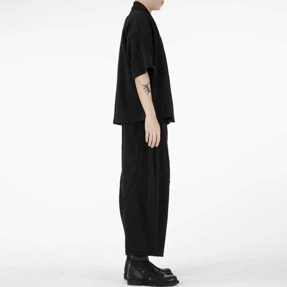 XS-5XL Men's Solid Color Wide-Leg Trousers American Retro Fashion Trend Loose Casual Breathable Niche Summer New Men's Bottoms