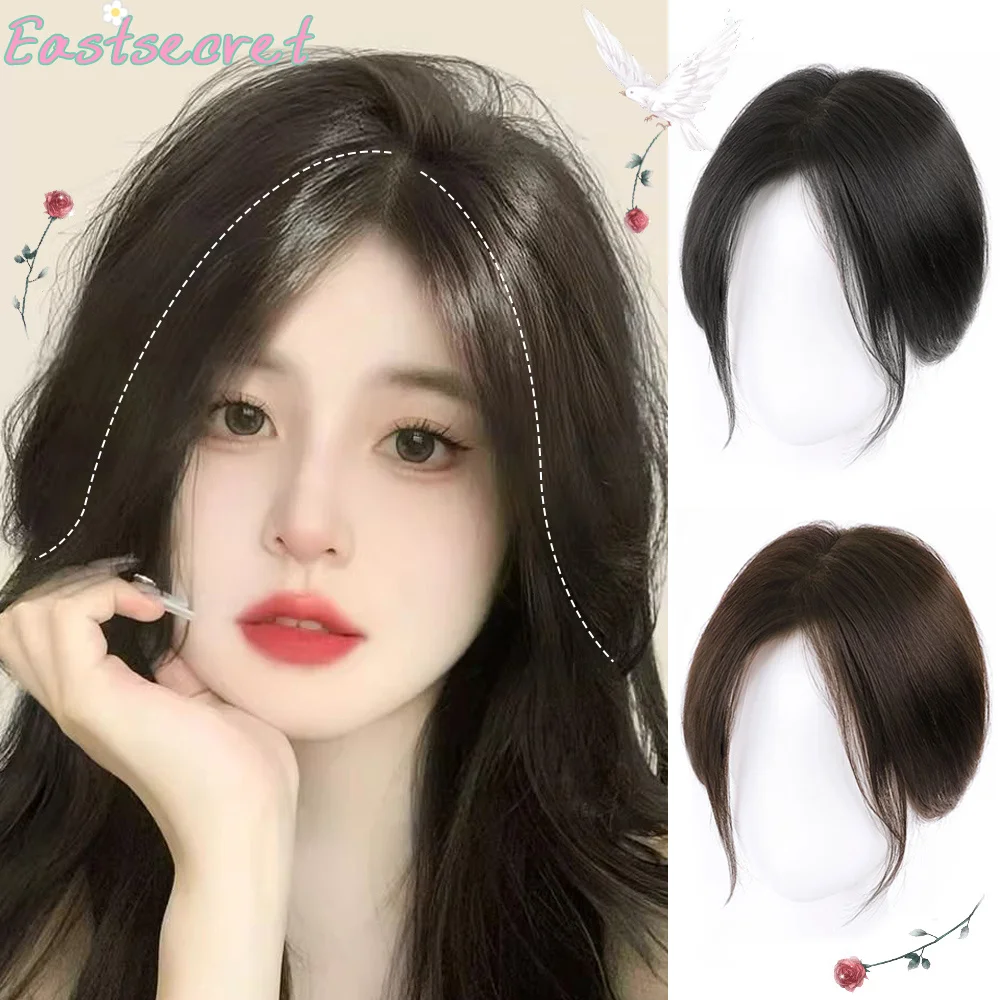 EAST Middle Part Fake Bangs Fringe Synthetic Topper Hairpiece Clip-In Bang Extension Natural Invisible Clourse Hairpiece Women