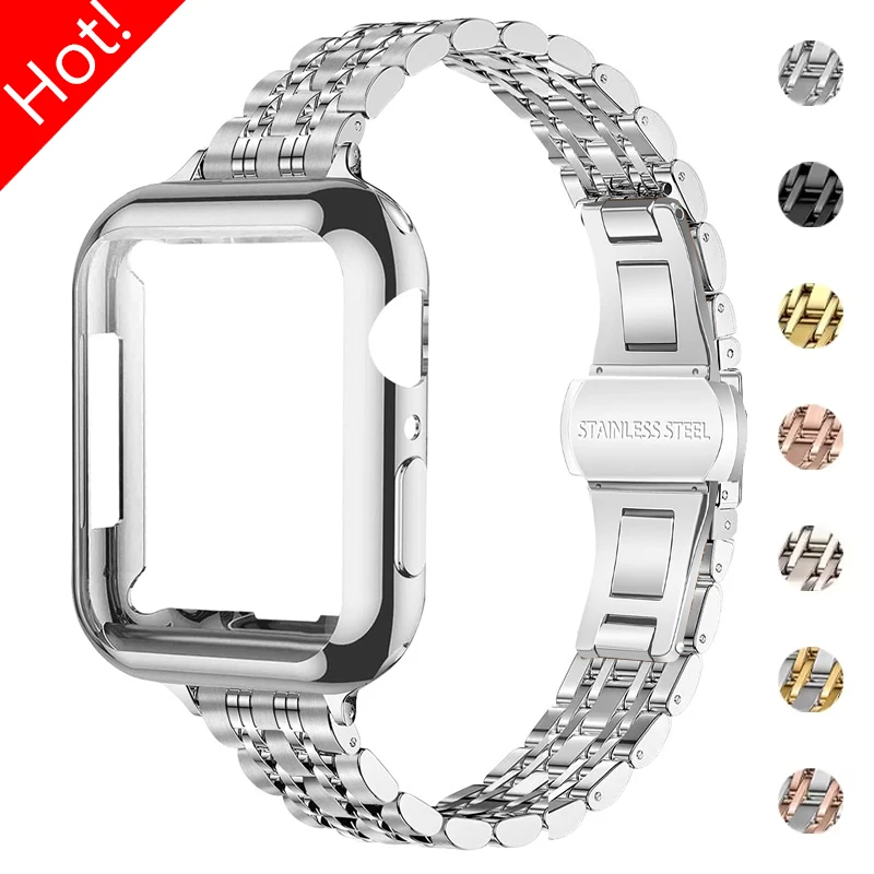 

Band+Case for Apple Watch Ultra 2 Band 49mm 44mm 42mm 45mm 41mm 40mm TPU Case Cover Iwatch Series 9 8 7 6 SE 5 4 Metal Bracelet