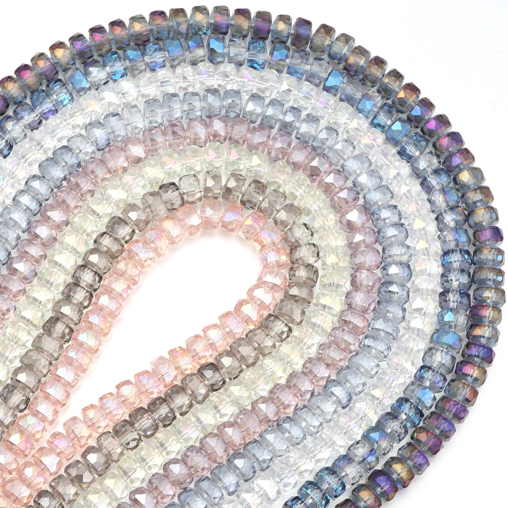 

1 нить 5x8 мм гальванические стеклянные бусины прозрачные красочные бусины в форме колеса свободные разделенные бусины для DIY браслет ожерелье поставки