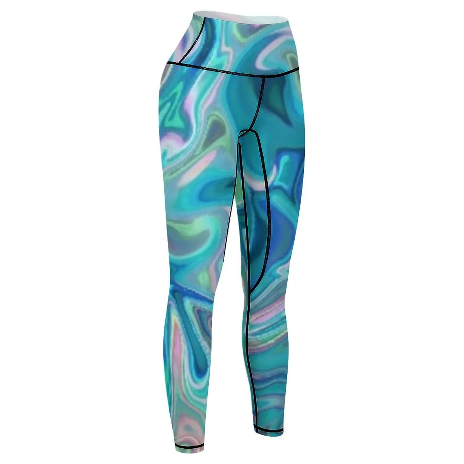 Blue Holographic Pattern Leggings sportswear gym sport legging gym clothing Womens Leggings