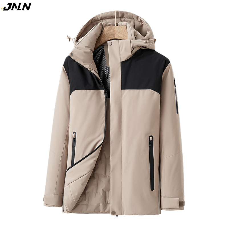  JNLN Men's Winter Waterproof Jacket Hiking Camping Skiing Warm Coat Outdoor Windproof Windbreaker Thick Fleece Climbing Clothes 
