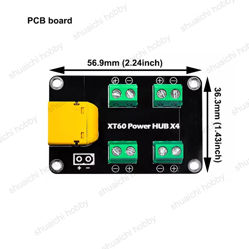 1PCS XT60 1-6S LiPo Battery Power Distribution Board 4-Channel Power HUB Module Optional Base Shell/Mounting Hole for RC Model