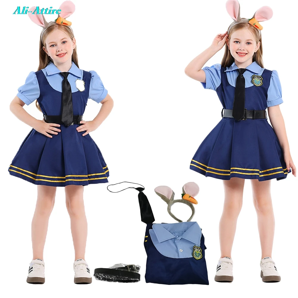 

Мультфильм Зоопарк Косплей Джуди Хоппс платья одежда для девочек детская праздничная маскировка ролевая игра костюм на Хэллоуин карнавальный наряд костюмы