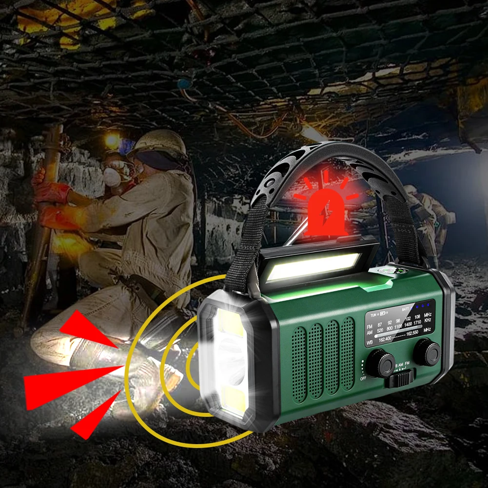 Rádio de manivela de emergência 20000mAh Rádio movido a energia solar com lanterna lâmpada de leitura alarme SOS para acampamento ao ar livre e emergência