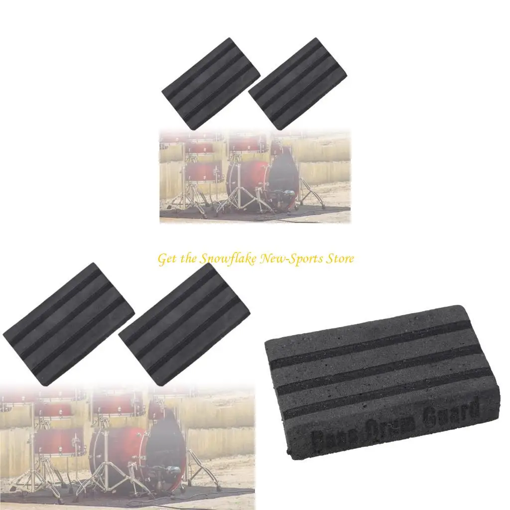 E56d 2pcs bass drum hoop guard pelindung karet pelindung insert kick drum rims pelindung nonslip drum aksesoris mudah digunakan