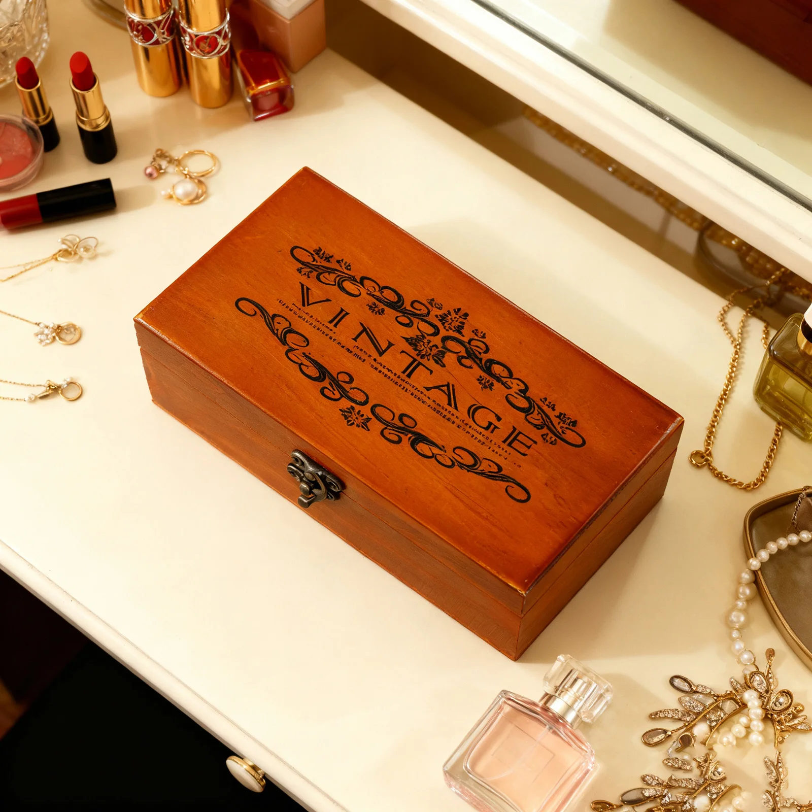 Retro Wooden Storage Box Plain Wood With Lid Multifunction Hinged Boxes Gift Packing Jewelry Case Box Home Sundries Storage Box