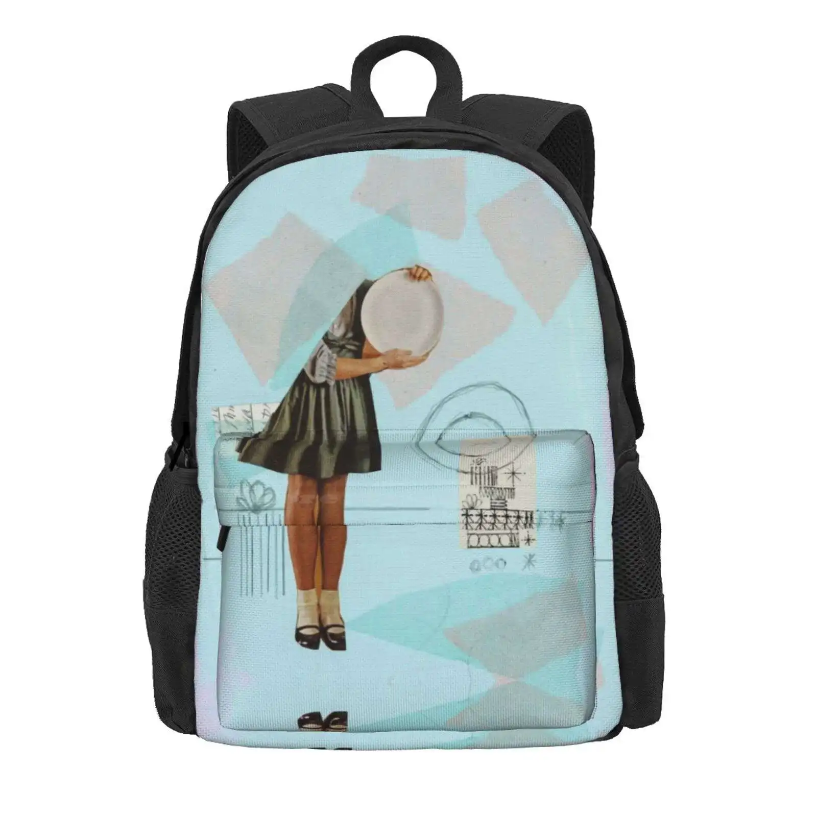 Dinner Plate Hot Sale Schoolbag Backpack Fashion Bags Vintage Child Pastels Collage