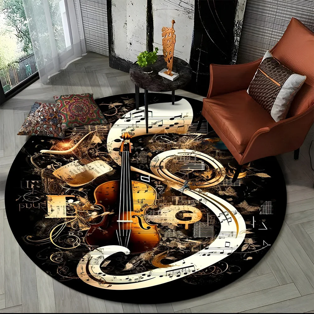 

Colorful Musical Note Music Score Cartoon Round Carpet Rug for Living Room Bedroom Kids Playroom Decor,Pet Area Rug Non-slip Mat