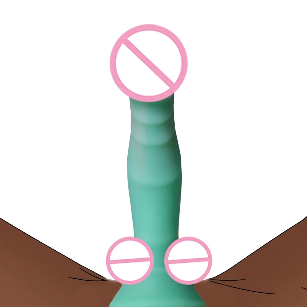 Consolador anal realista de silicona suave de 7 pulgadas con bola, pene consolador verde esmeralda con sexo para adultos