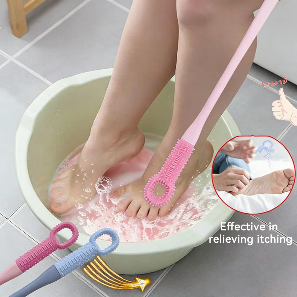 Foot Scrubber Brush For Shower Long Handled Bath Shower Mobility Aid For Foot Toe Cleaning Daily Shower Foot Brush Household ﻿