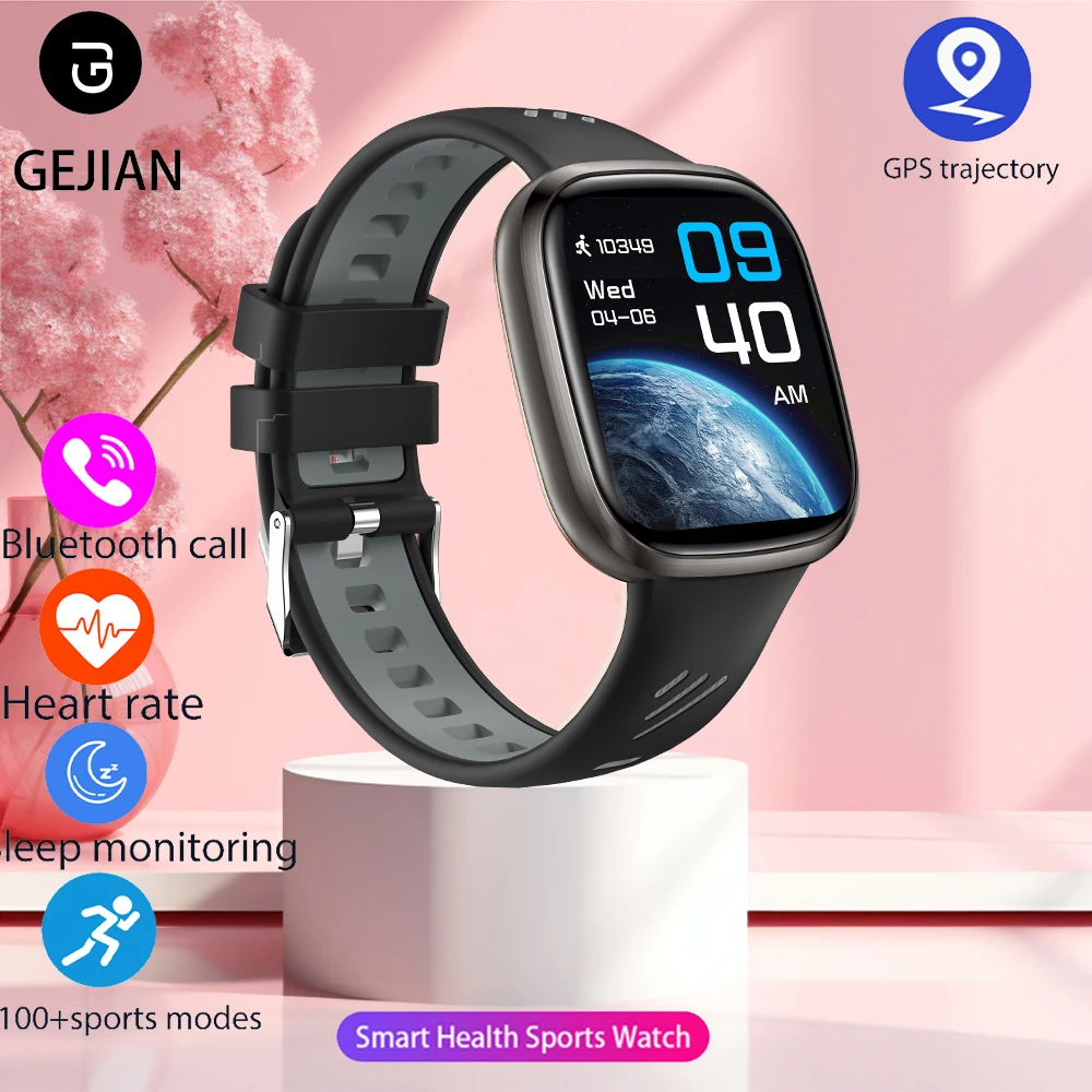 

GEJIAN 2025 Новые Bluetooth-смарт-часы для звонков, 1,72-дюймовый HD-экран, фонарик для мониторинга сердечного ритма, водонепроницаемые умные часы для фитнеса