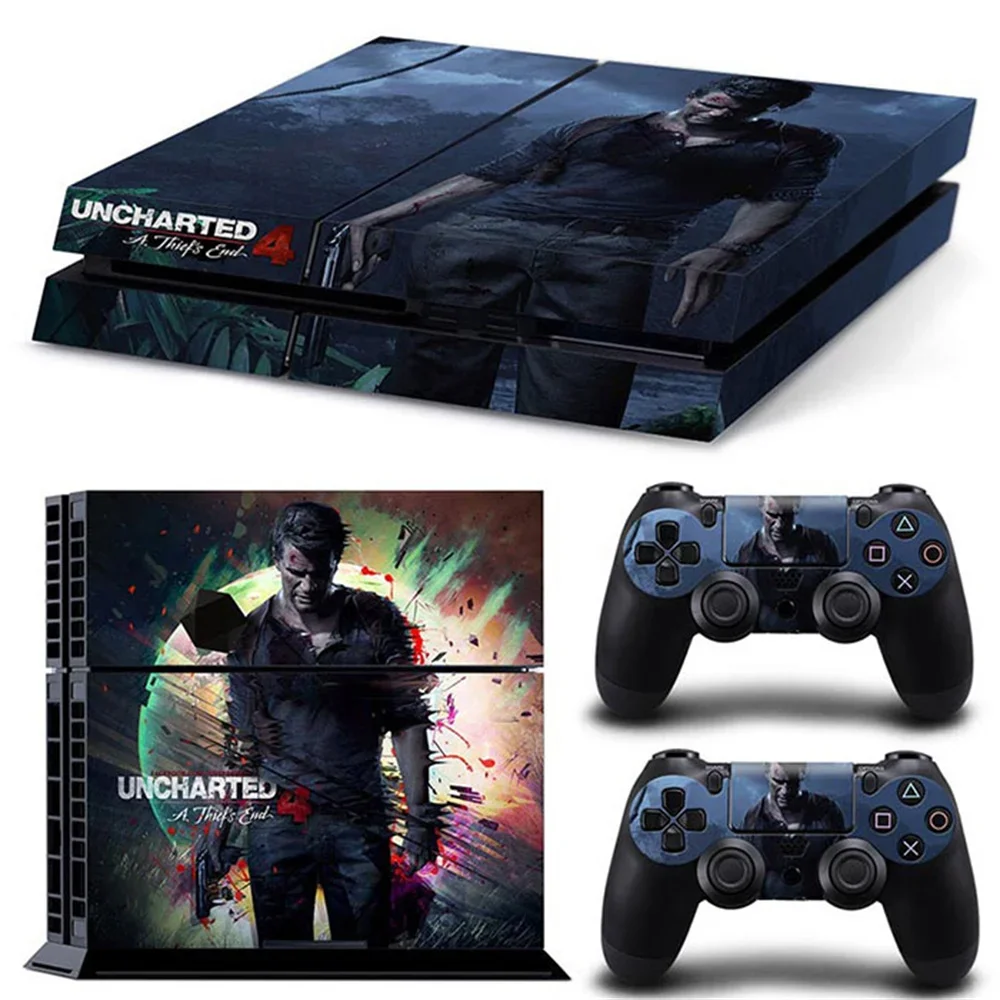 Uncharted 4 game accessories Vinyl Decal Skin Stickers For PS4 Console and 2 PCS Stickers For PS4 Controller skin sticker