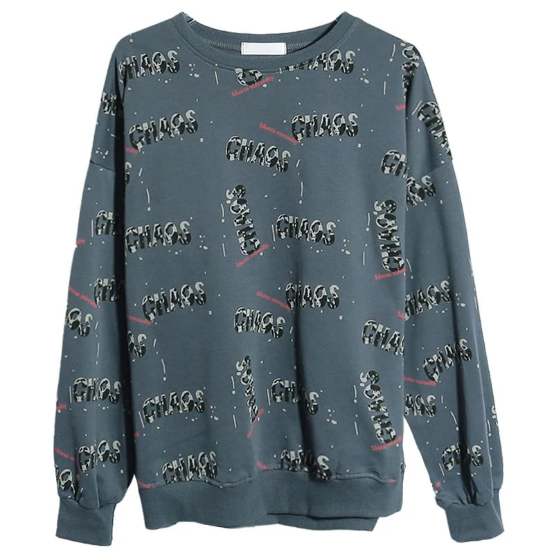 Spring Autumn New Letter Printing Sweatshirts Women Round Neck Long Sleeve Fashion Pullovers Elegant Casual Loose All-match Tops