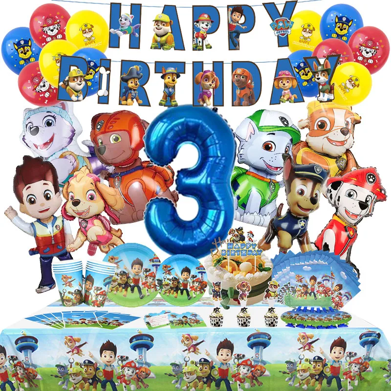 Decoración para Fiesta de Cumpleaños de PAW Patrol, Globos de Látex de Chase y Skye para Niños, Suministros para Eventos, Globo de Aluminio de Marshall, Banner de Fondo