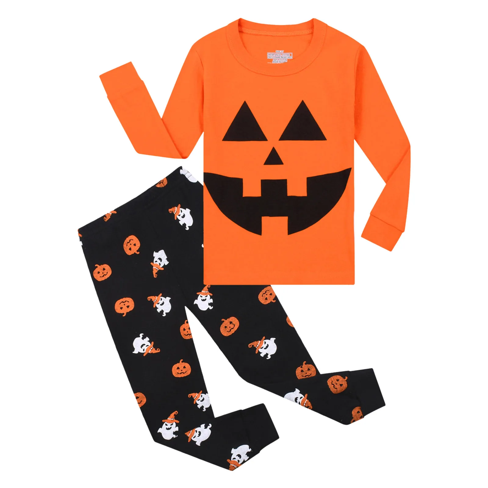 

6 Month Old Summer Clothes Boys Long Sleeves Pantsuit With Pumpkin Print For Halloween Comfortable And Soft Boy Jacket Set