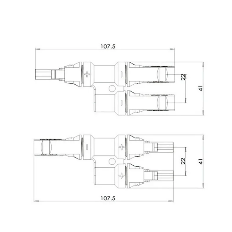 1pairs PV T Branch Parallel Connection 30A 1000V Electrical PV Connector Photovoltaic 2pcs Solar Panel Cable Wire Connect 3T 4T image 6