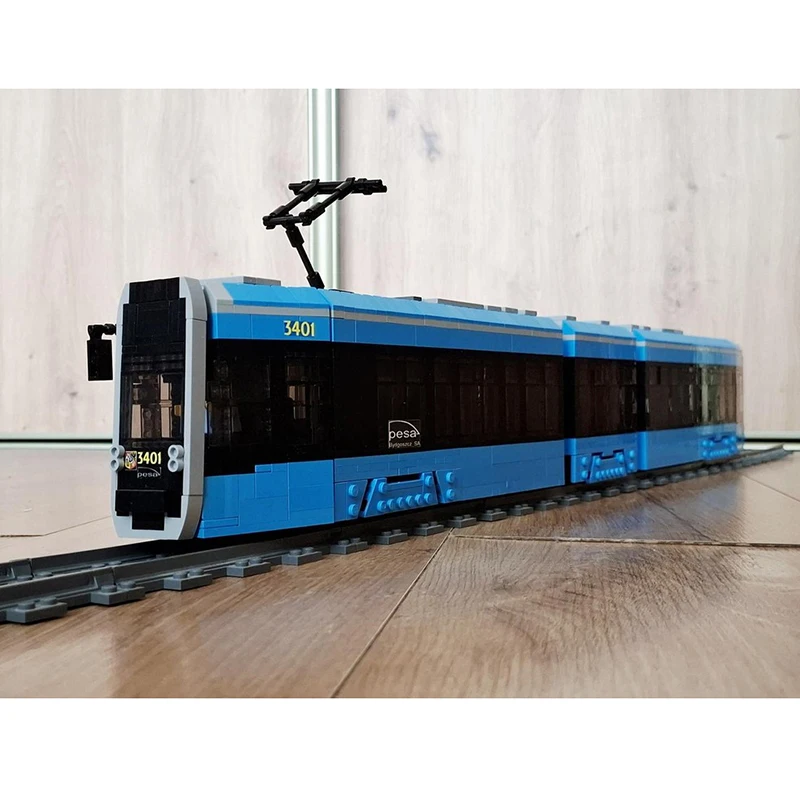Model kolejowy, klocki konstrukcyjne, tramwaj - bez silnika, technologia modelarska, klocki DIY, zabawka konstrukcyjna do samodzielnego montażu, prezenty świąteczne
