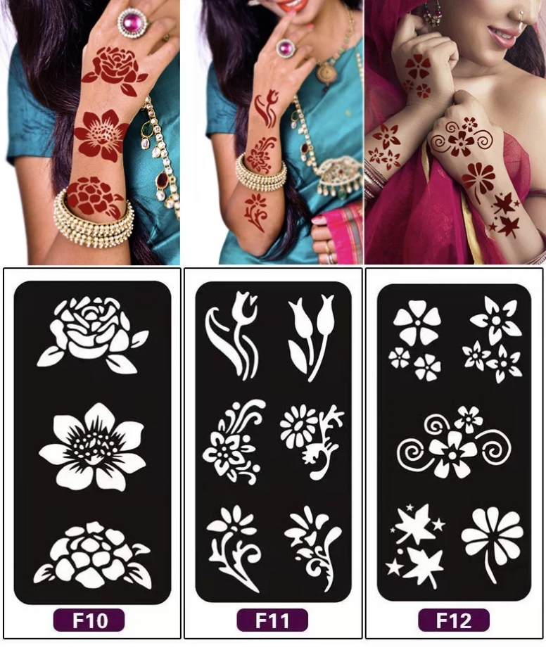 Tattoo Stencils Indian Juice Rose Pattern Hollow Out Body Art DIY Airbrush Template Sheet