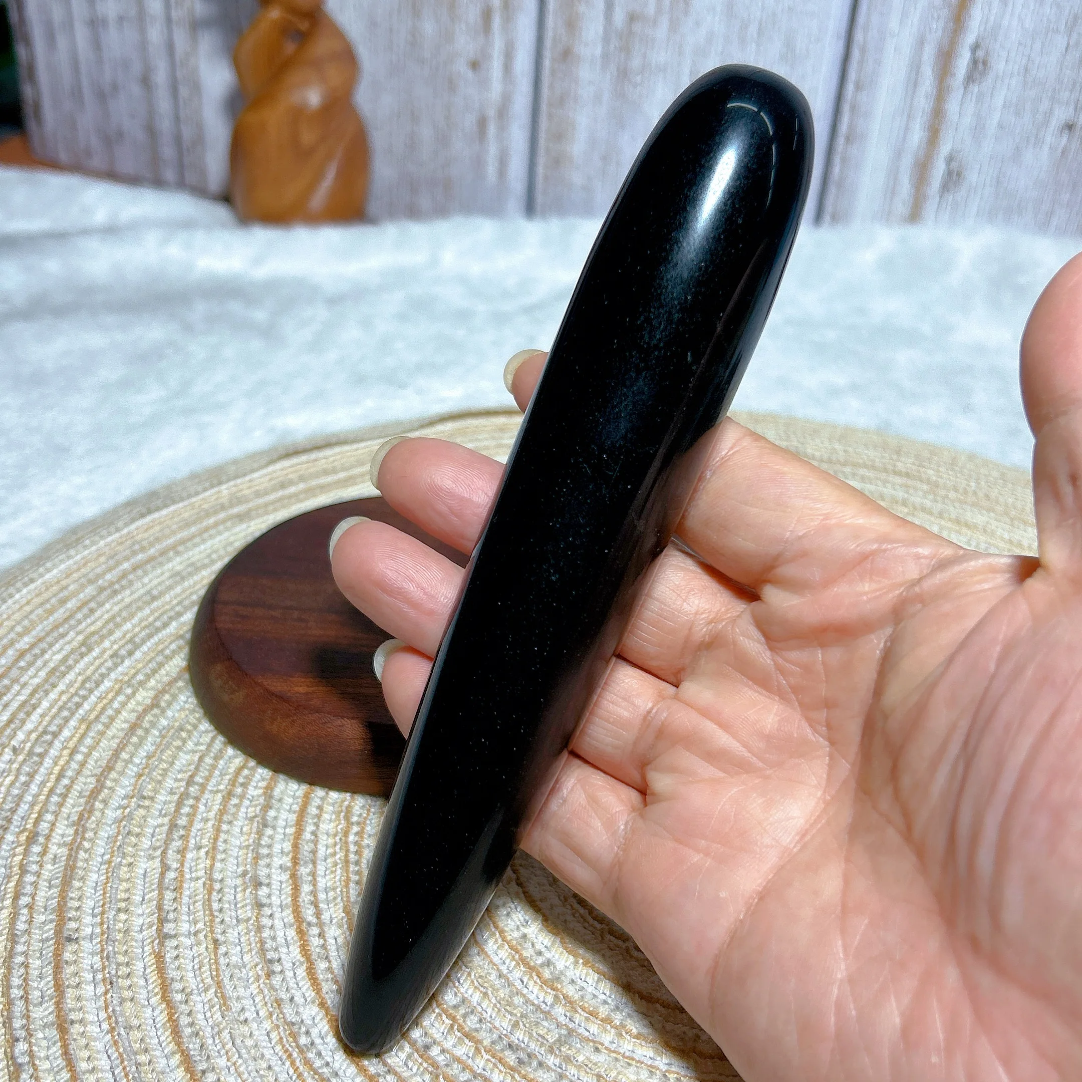 Healing Natural Crystal Black Obsidian Massage Stick Tower Gemstones Mineral Energy Reiki Home Decorations Gift