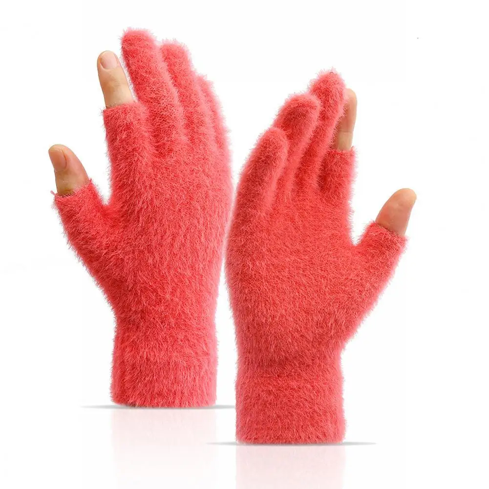 

Touchscreen Compatible Gloves Women's Winter Gloves Thermal Plush Knitted Imitation Mink Fur Gloves for Cold Resistance