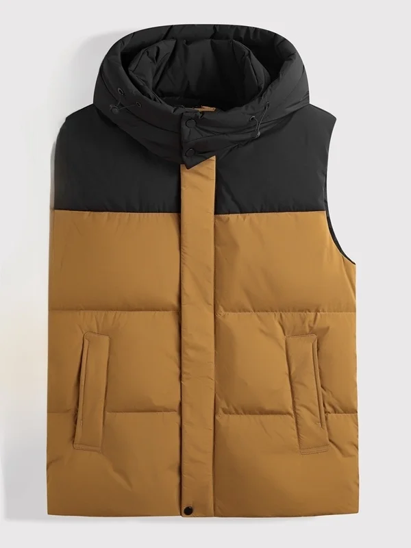 

Мужской легкий пуховый жилет, осенне-зимний свободный жилет больших размеров, модный модный теплый жилет с капюшоном, белый ду пух, застежка-молния