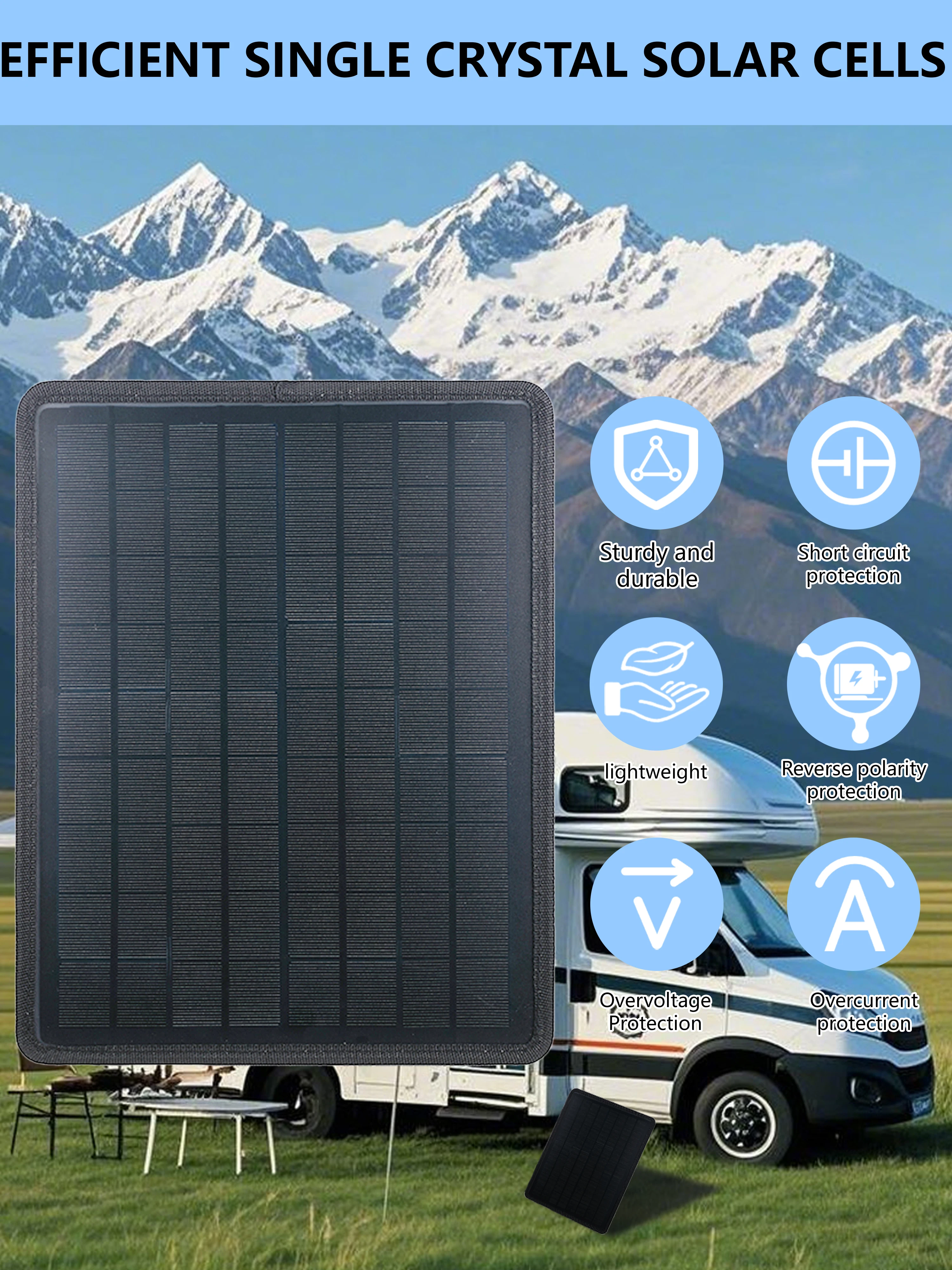 ELEGEEK 12W Solar-Autobatterie-Ladegerät und -Wartungsgerät, 12V PWM, SAE auf O-Ring/Klemme/Zigarettenanzünder, für Wohnmobil, Boot, Motorrad