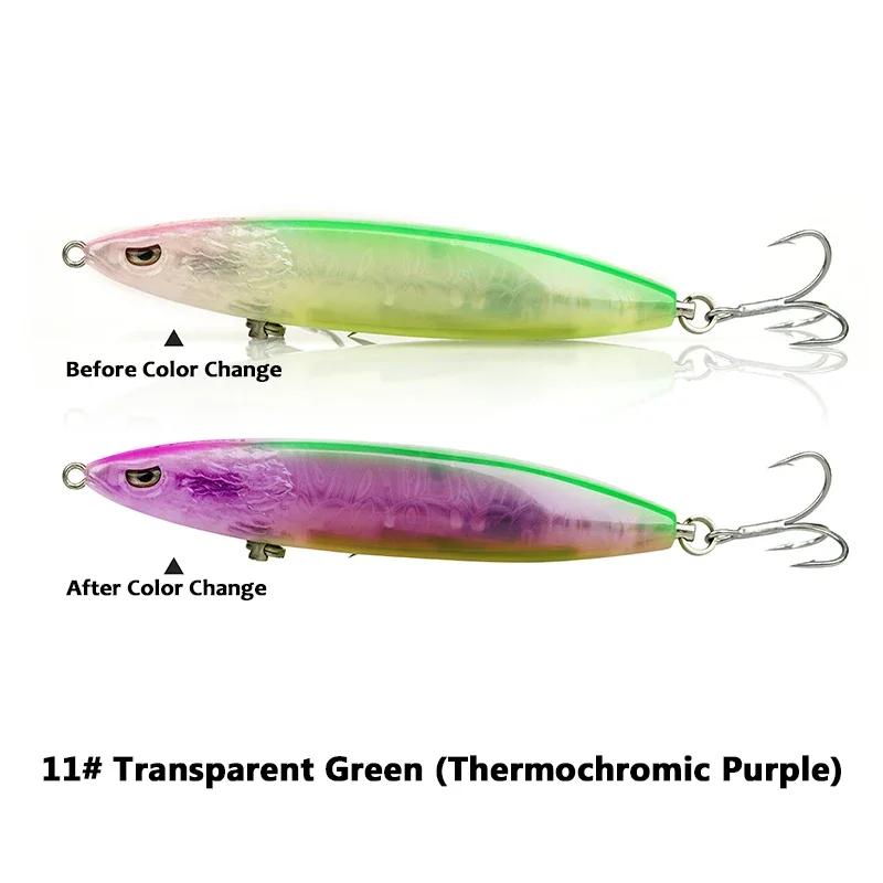 FISHANT Longying Zinkende Pencil Lure met temperatuur- en lichtkleurverandering - 80S/90S 15-28g Hard Bait voor baars en snoek