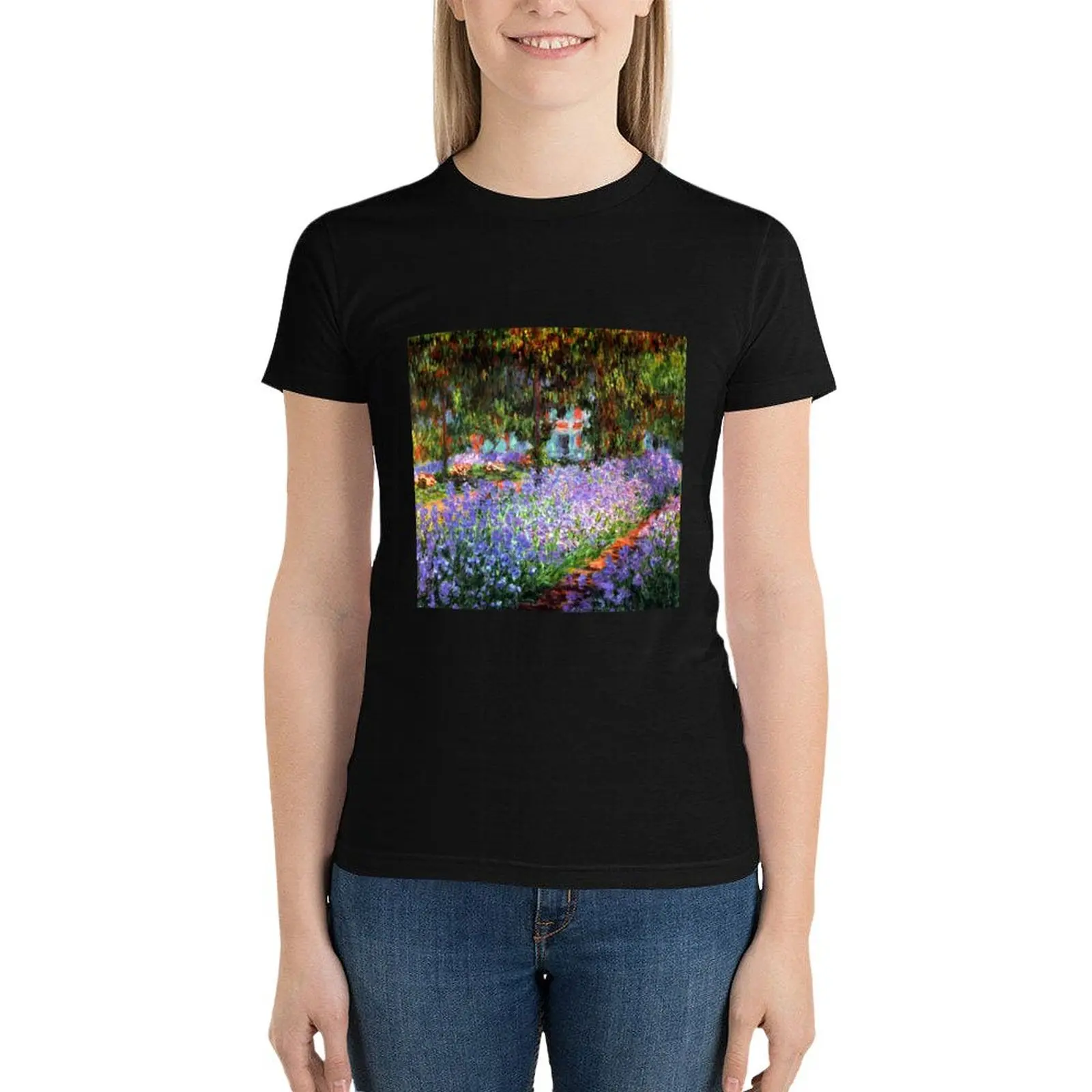 Claude Monet The Artist's Garden at Giverny T-Shirt tops summer clothes korean fashion tops Women