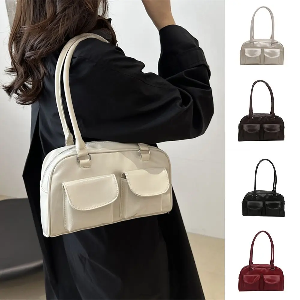 New Solid Color Crossbody Bags High-capacity PU Satchel Hobo Bag Luxury Design Underarm Bag for Women