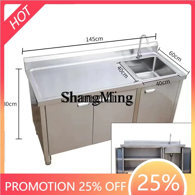

CL Stainless Steel Sink Cabinet Cupboard Sink Cabinet Vegetable Basin Countertop Integrated Cabinet Stove Operator