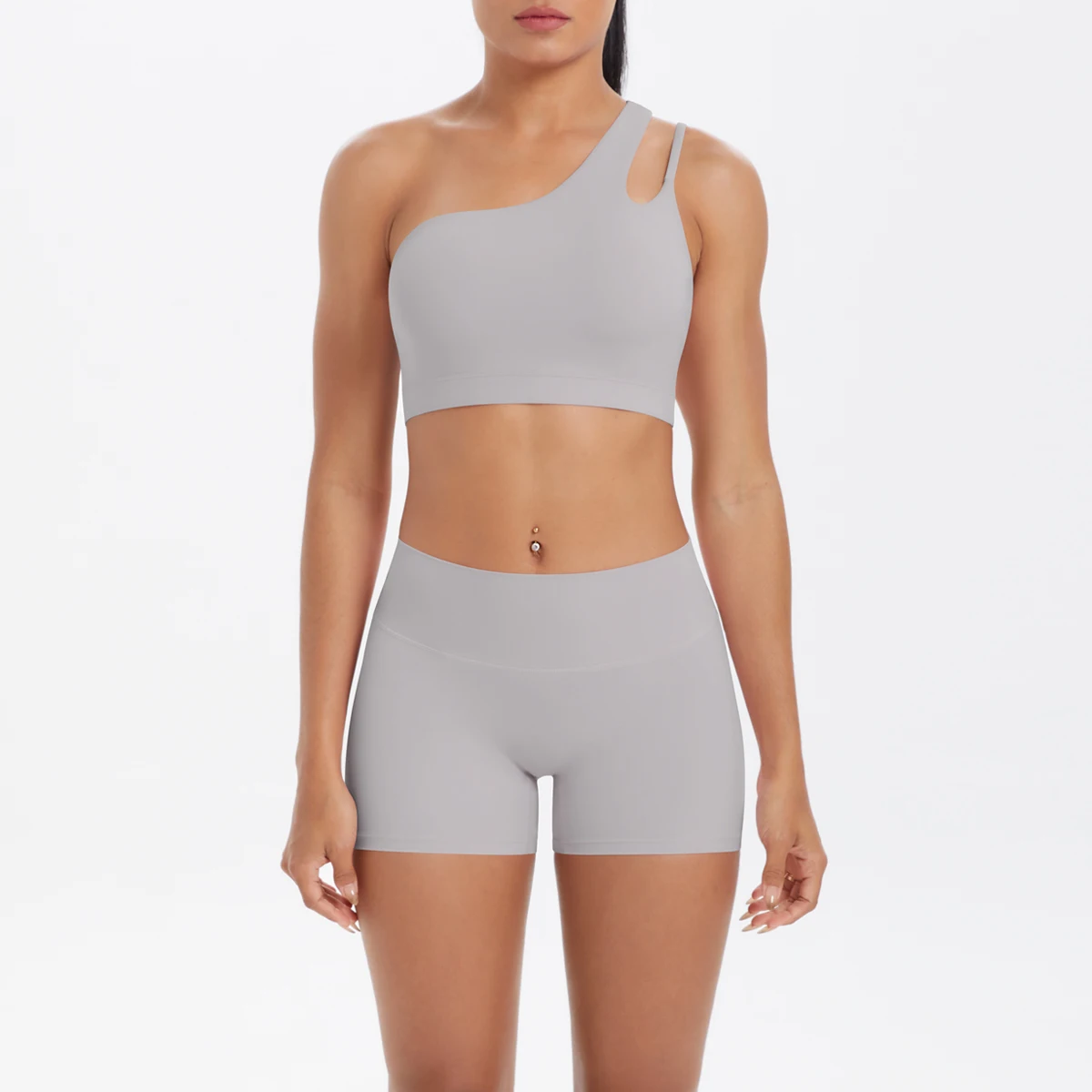 Yoga Anzug Sport Set Gym Sport Crop Tops Einfarbig Nylon Yoga Bh Laufen Radfahren Sport Gym Workout Yoga Shorts – Detail 34