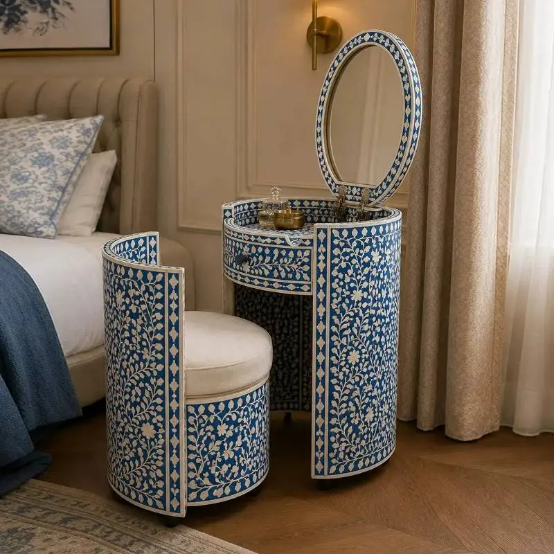 Foldable Sturdy Vanity Desk Organizers Modern Wooden Beauty Makeup Dressers Storage Luxury Salon Toaletka Z Lustrem Furniture