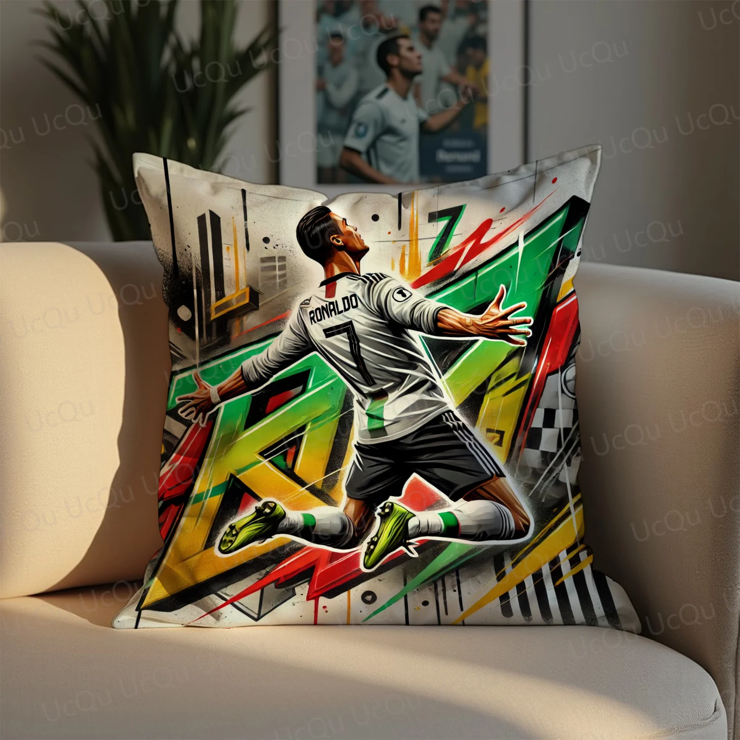 2025 CHAT GPT Special Design New Ronaldo SIU Throw pillow Cover Cartoon Fans Legend Cushion Cover Zipper Size 450*450mm