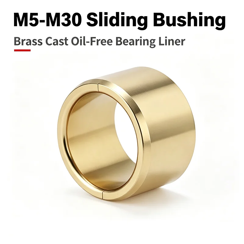 Machinery Equipment Brass Cast Oil-Free Bearing Liner Wear Resistant Sliding Bushing M5 M6 M8 M10 M12-M30