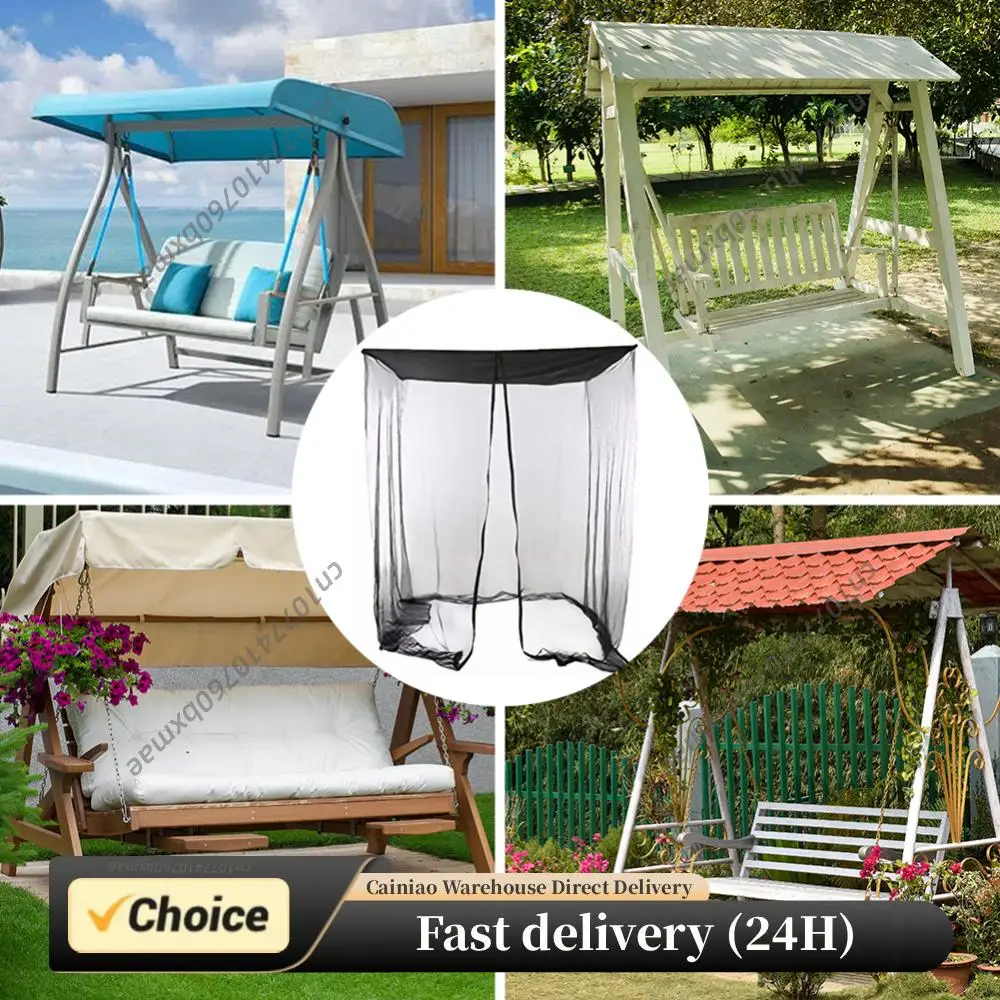Garden Swing Cover Waterproof Patio Swing Mosquito Netting Zipper Closure Rectangle Netting Curtain for Swing Chair