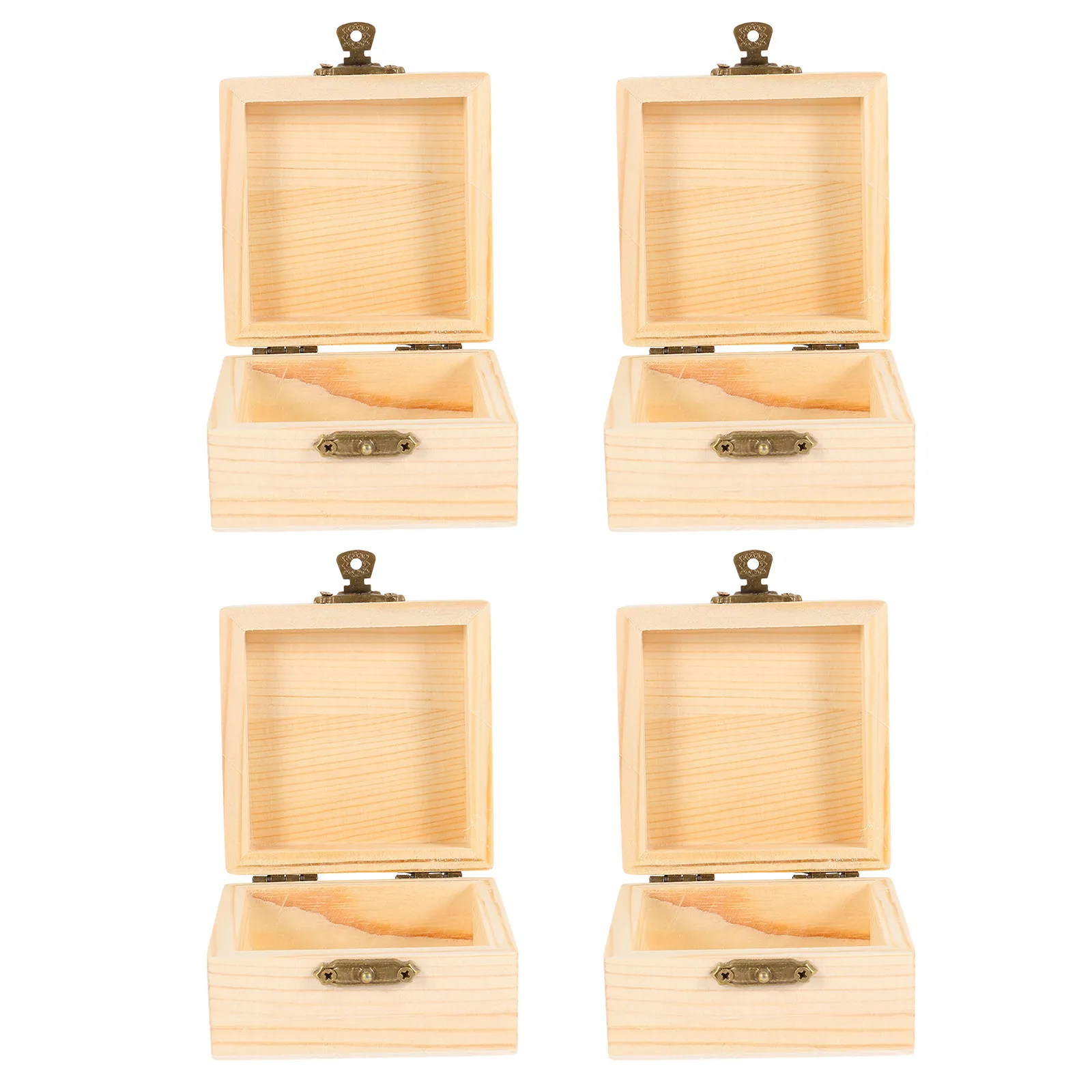 

4Pcs Solid Wood Jewelry Boxes High Grade Square Gift Packing Boxes Small Wooden Storage Box Retro Lock Portable