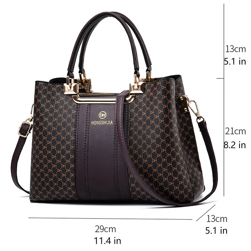 Plaid Pattern Shoulder Bag, Portable Handle Large Capacity Handbag, Detachable Strap Classic Shoulder Bag