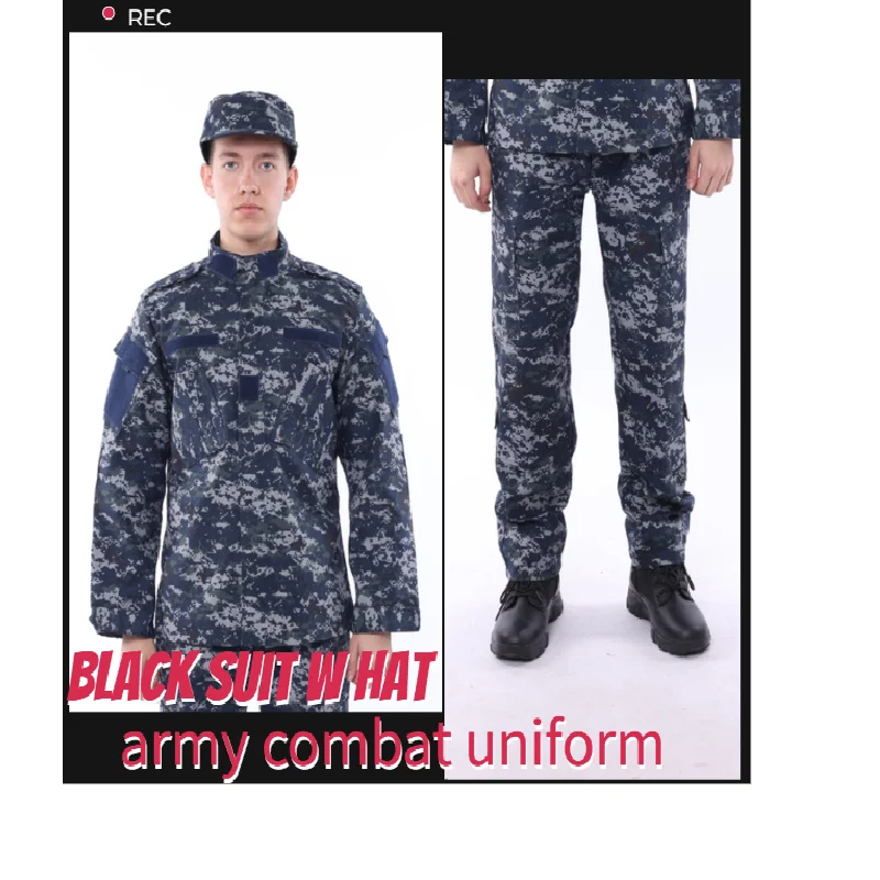 

Marie Camouflage Black Khaki Ribstop Shirt Cargo Pants With Hat