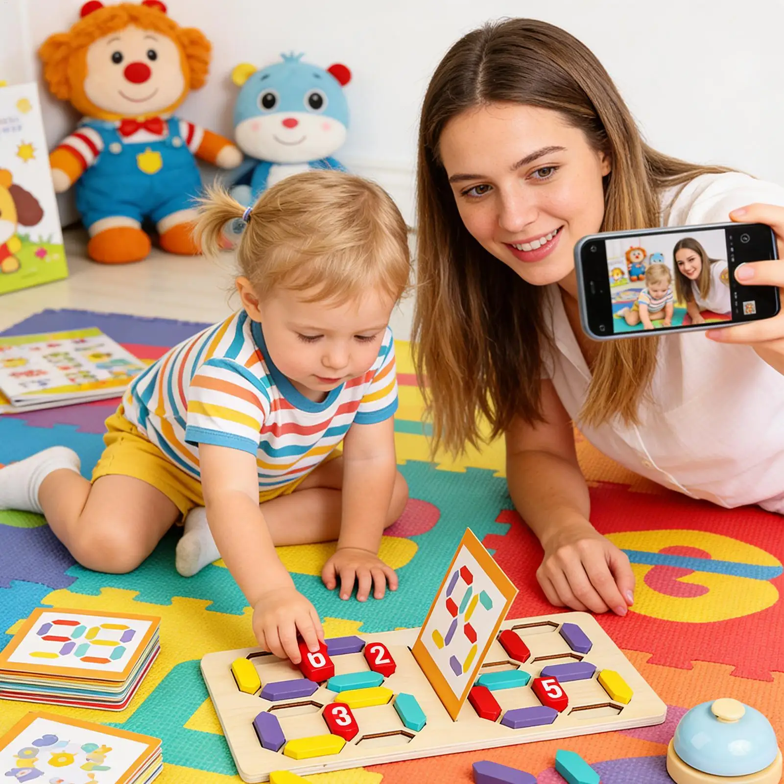 Holzpuzzles für Kinder, Zahlen-Herausforderungsblock, passendes Spiel, Holzpuzzle für Klassenzimmer, Schreibtisch, Kindergarten, Aktivitätsstrumpf