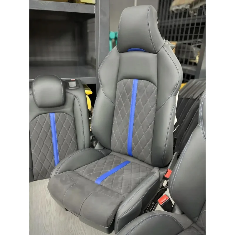 For Audi Custom Electric Seat Upgrade  Red Leather Quilted Interior Premium Performance Seats