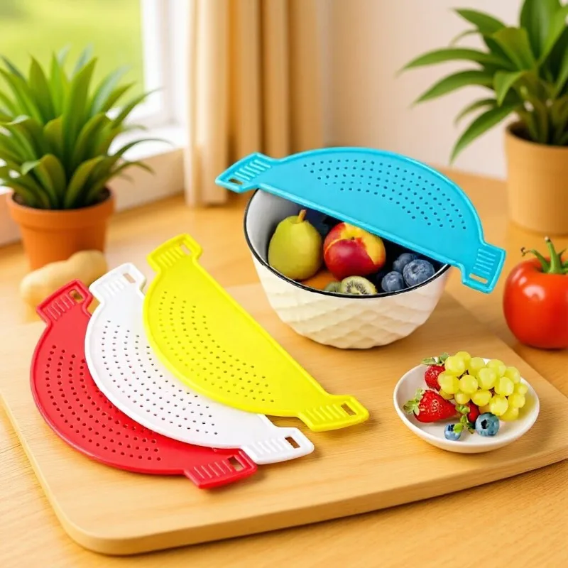 Kitchen drain filter, water blocking plate, fan-shaped multifunctional cleaning tool for fruits, vegetables, and rice washing