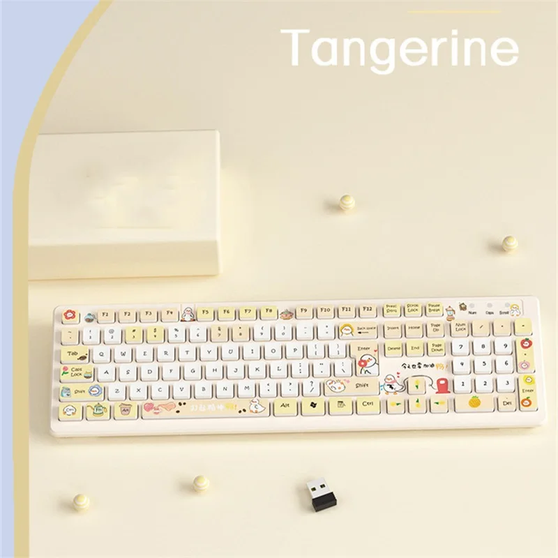 Pink Cute 2.4G Wireless Keyboard 104 Keys Kawaii Cartoon Gaming Computer Keyboard For Girl Gamer Silent Keyboard For Laptop PC