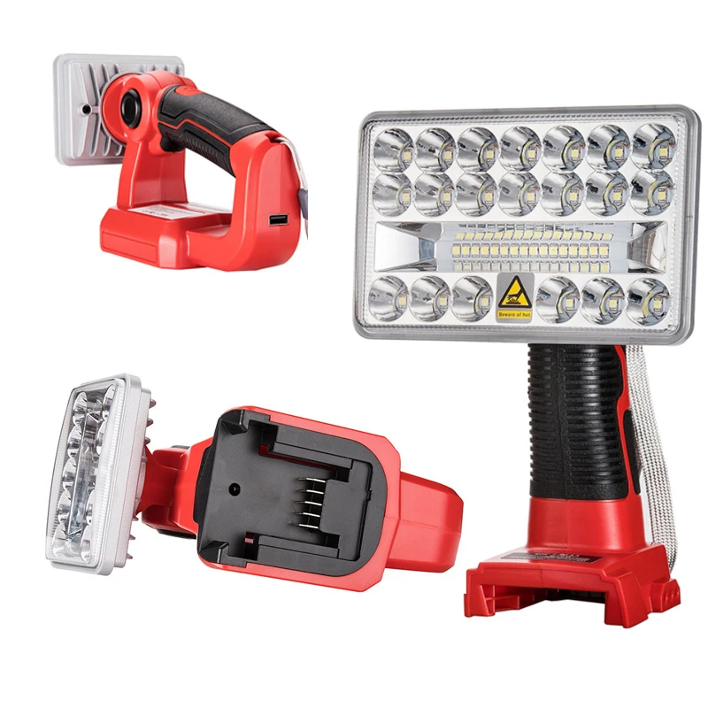 Pistol/portable LED flashlight outdoor work light is applicable to Milwaukee 18V lithium ion battery tool wireless work light