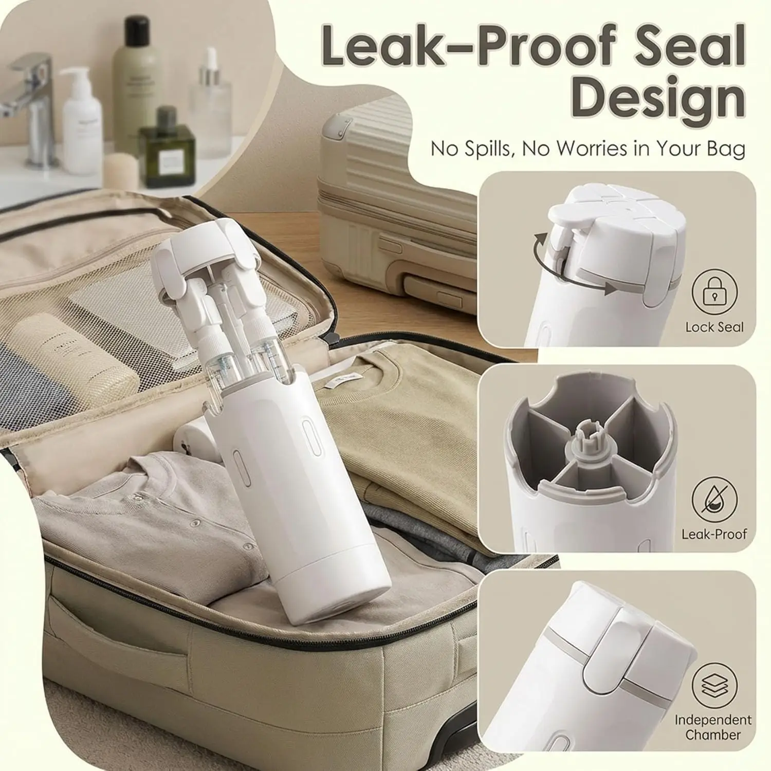 4 In 1 Travel Dispenser Portable Travel Bottles Leak Proof Leakproof Travel Container For Perfume Shampoo Conditioner Lotion view 6