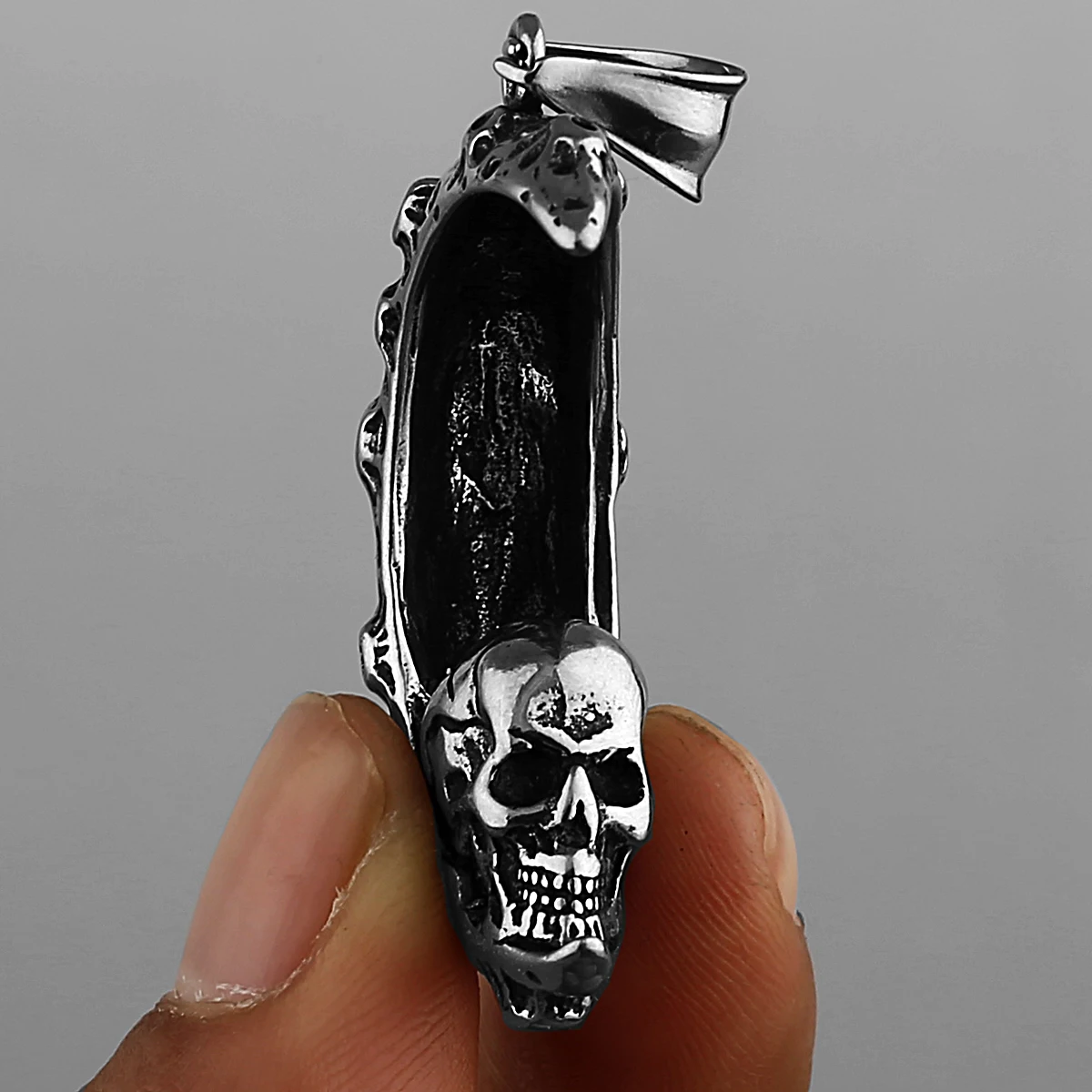 Fashion High Quality Moon Skull Pendant Necklace Men's Gothic Personality 316L Stainless Steel Necklace Jewelry Gift Wholesale - Image 3