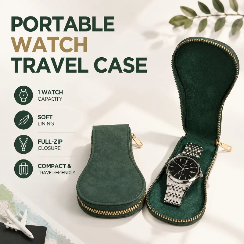 High End Watch Storage Bag with Fashionable and Creative Zipper Design, Dust-proof and Scratch Resistant, Portable for Travel