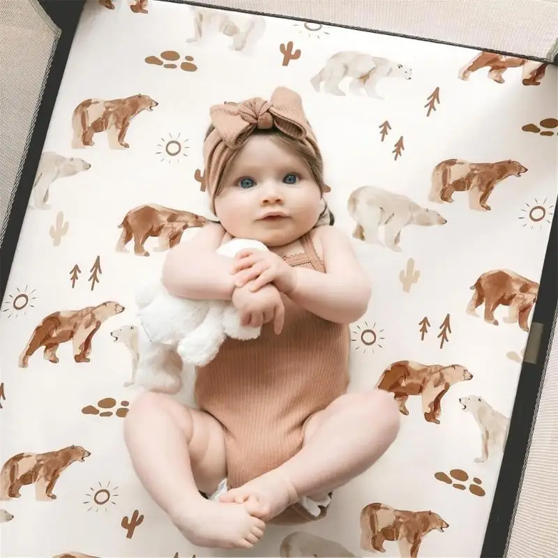 قطعتان من ملاءة سرير الأطفال القابلة للتنفس، غطاء وسادة تغيير الحفاضات القابل للفصل #3