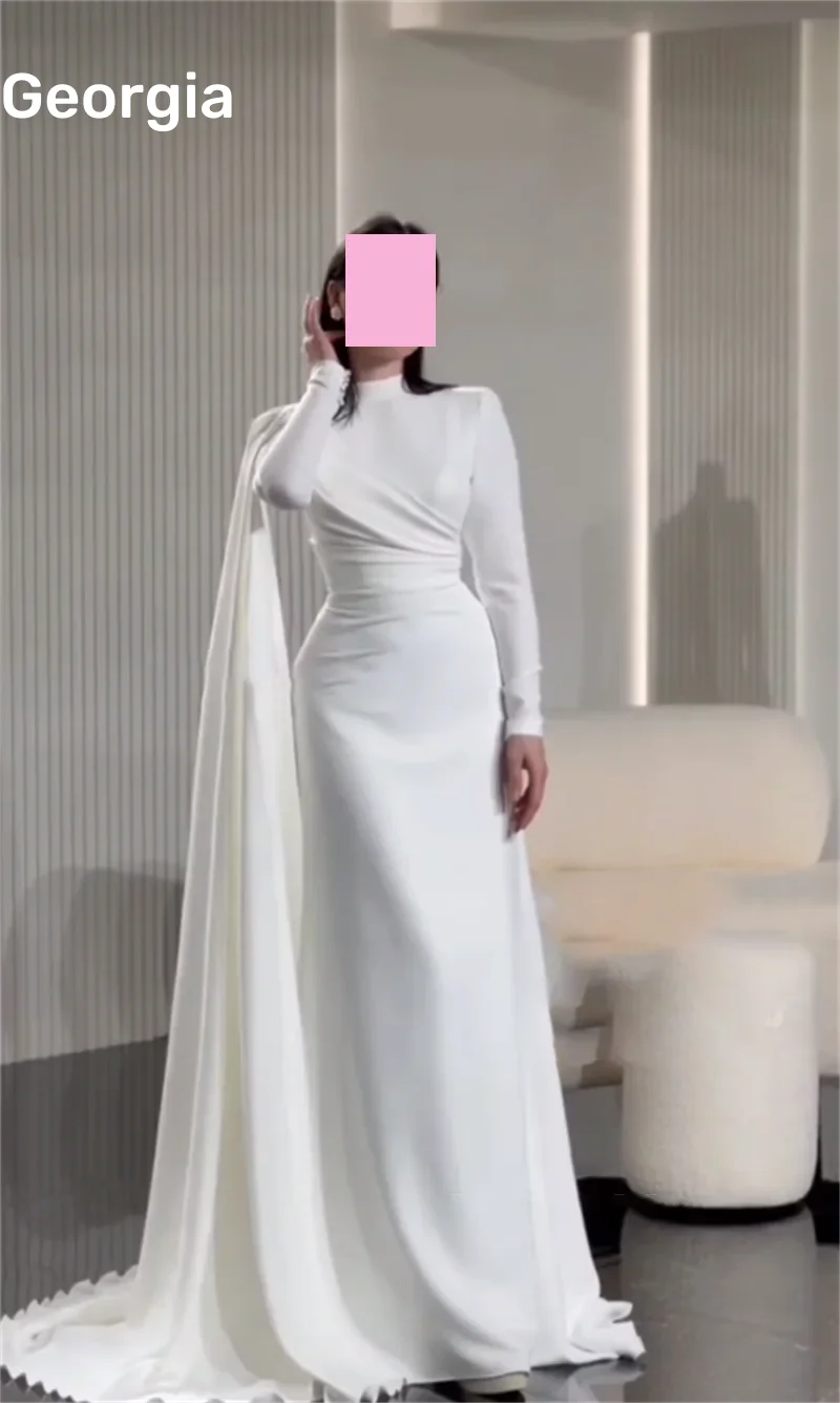 

Customized فستان حفلات الزفاف Column Hig Scoop Neckline Luxury Evening Dresses Floor-Length Ruffle Dresses For Special Events