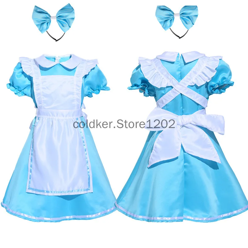 

Children Girl Blue Alice Halloween Cosplay Costume for Kids Party Lolita Maid Dress Cosplay Fancy Carnival Costumes Girls